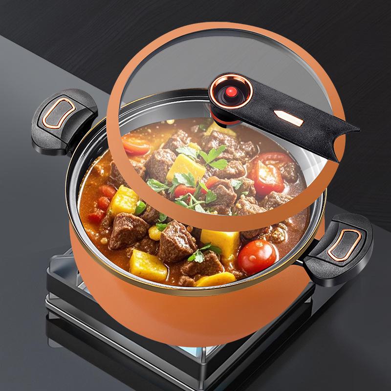 Universal Non-Stick Enamel Micro-Pressure Cooker for Soup and Stew, Compatible with Gas and Induction Stoves