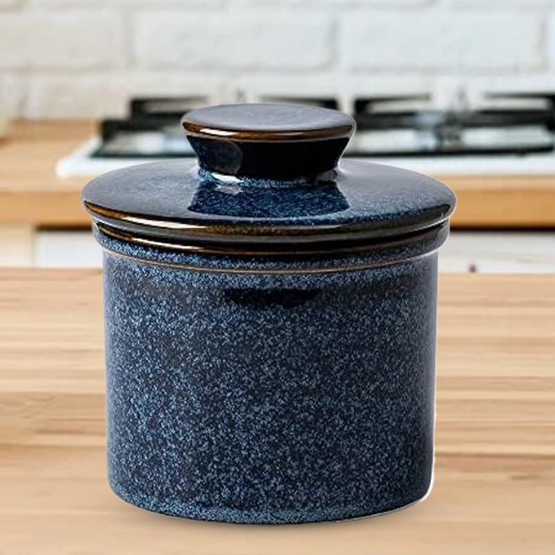 Tereyağ Kavanozu Sürülebilir Tereyağı İçin Seramik Kavanoz Dekoratif Su Geçirmez Hava Geçirmez Tereyağ Kabı Çömlekçilik Tereyağı Saklama Kabı Dekorasyon İçin Çömlek