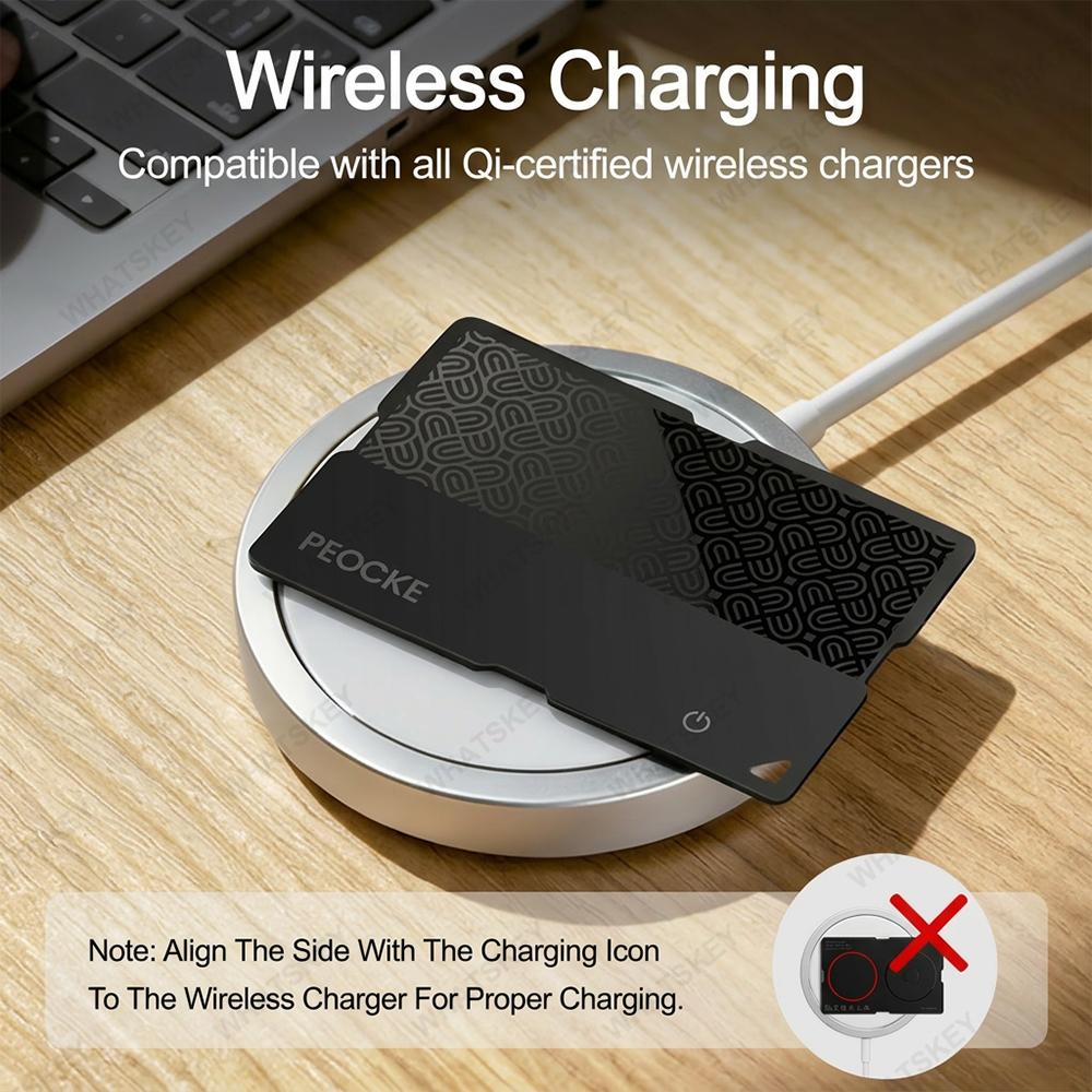 Android Wireless Charging Mini GPS Tracking Location Wallet Tracker Card Waterproof GPS Locator Works with Google Find My App Ta