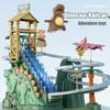 Electric Double Track Dinosaur Toy Car Slide Climbing Stairs Adventure Dinosaur Railcar Toy Music Educational Toy For Kids Gift