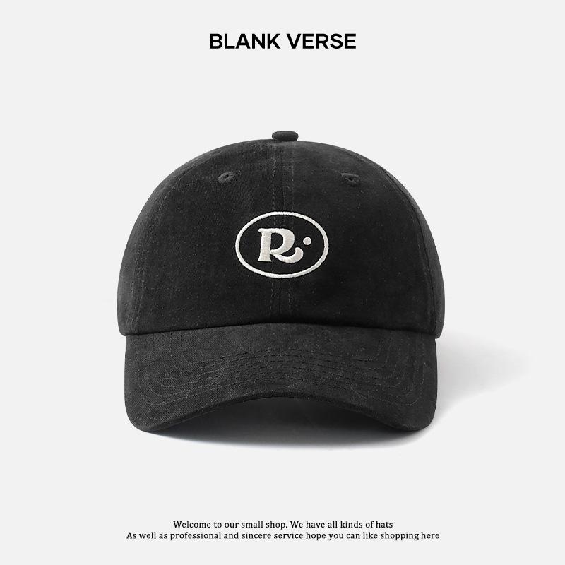 

yuyu_ versatile casual duck tongue baseball cap couple spring and summer face small niche R letter embroidery Adjustable