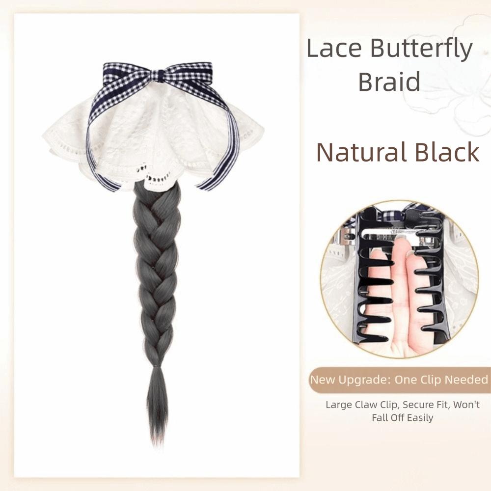 Boxing Braided Bow Lace Hair Bands Ponytail Hair Extension Twist Braid Wig  Daily