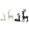 2 Stück Weihnachten Rentier Dekor Harz Stehend Sitzend Hirsch Figur Rentier Weihnachtsdekoration für Zuhause Innen Xmas Feiertag