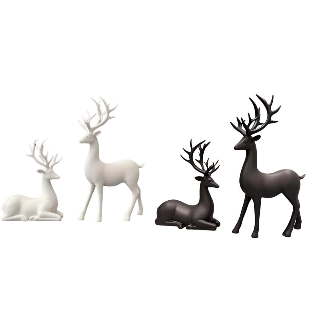 2 Stück Weihnachten Rentier Dekor Harz Stehend Sitzend Hirsch Figur Rentier Weihnachtsdekoration für Zuhause Innen Xmas Feiertag