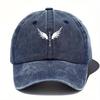 Classic Feathered Totem Print Baseball Cap - Black Outdoor Festival Hat With Wing & Design, Hand Washable Textile Material