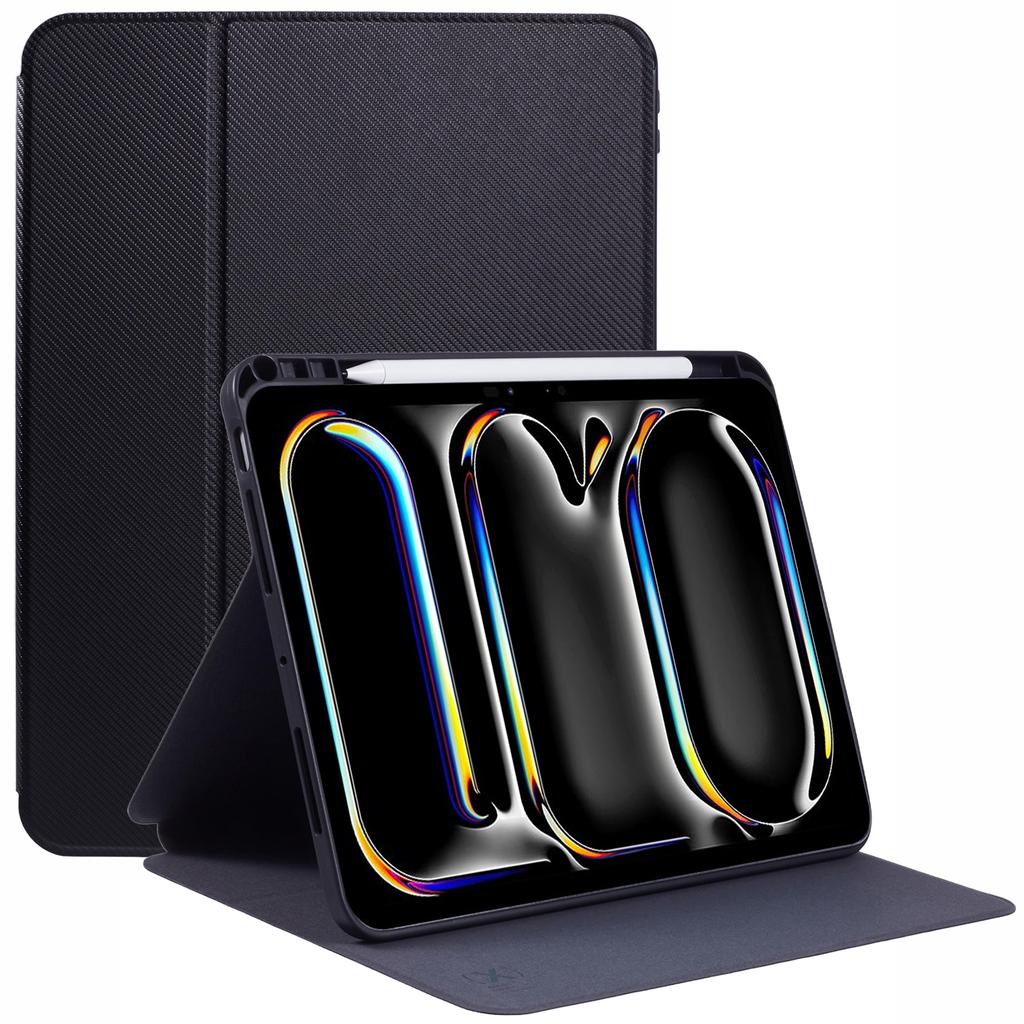 X-LEVEL For iPad Air 13 (2025)/(2024) Case Carbon Fiber Texture Leather Tablet Cover with Stand Pen Holder