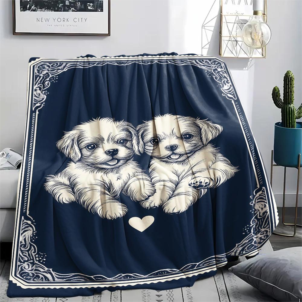 Card style animals Print Flannel Blanket,High quality Comfortable for All Seasons,Home Decor,Warmth and Comfort,Perfect for Christmas Gifts