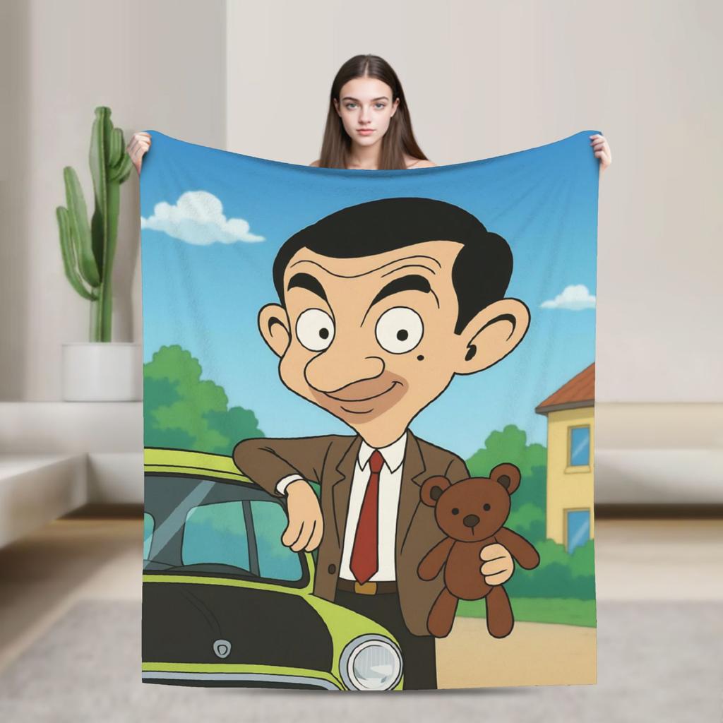 Mr. Beans Teddy Bear Blankets Fleece Spring/Autumn Cartoon Multifunction Soft Throw Blanket For Bedding Travel Bedding Throws