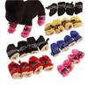 Warm Dog Shoes Red Size 3 Waterproof Non Slip Elastic Band Indoor Outdoor Booties Protect Pet Paw Warm Pet Shoes