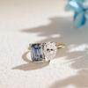 Toi Et Moi Cubic Zirconia & Sapphire Ring: Yellow Gold Plated Double Stone Wedding Ring: Art Deco You and Me Love Ring