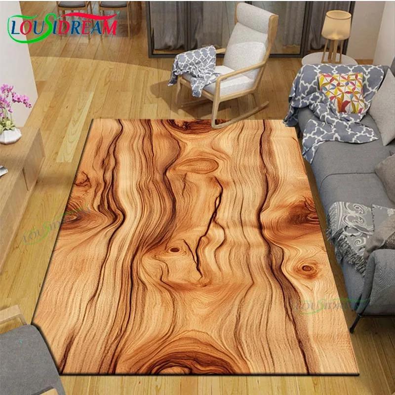 Classical Wood Grain Decor Carpet for Outdoor Balcony Garden Coffee Table Bedroom Area Rugs Kitchen Un-slip Floor Mat Alfombra