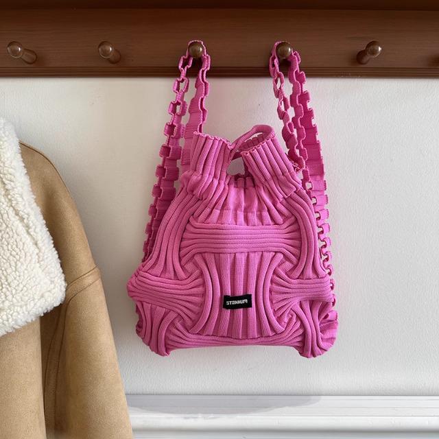Multifunctional Pleated Elastic Knit Backpack