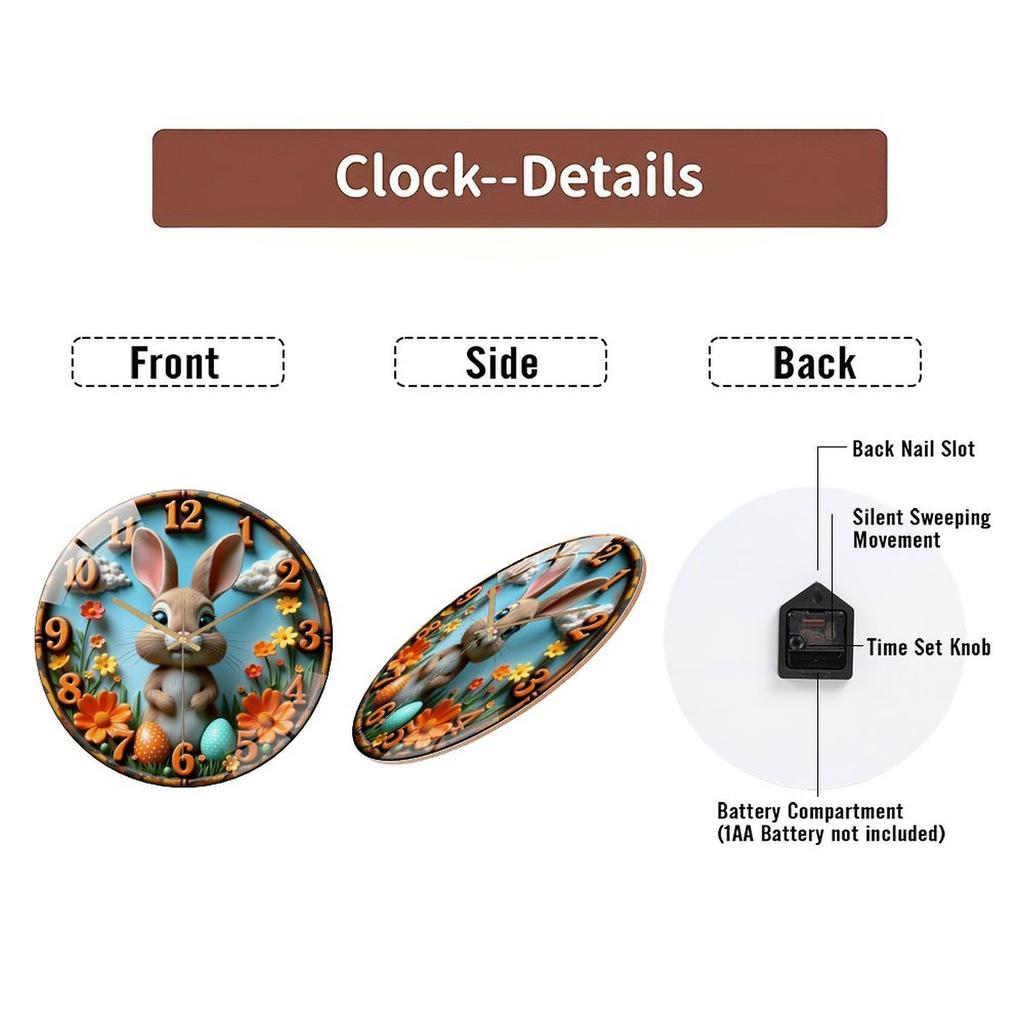 Large 12 Inch Glass Wall Clock Requiring No Complicated Setup or Instructions