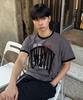 Eontaiteulseoul Untitled Drip Applique Ringer Crop Short Sleeve Charcoal