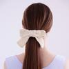 No.206 / Big Ribbon Crochet HairClip _ Cream