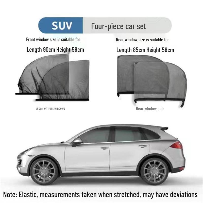 Universal Car Window Sunshade with Anti-Mosquito Screen and Heat Insulation Standard Front Side Window Single - 10% Sunshade