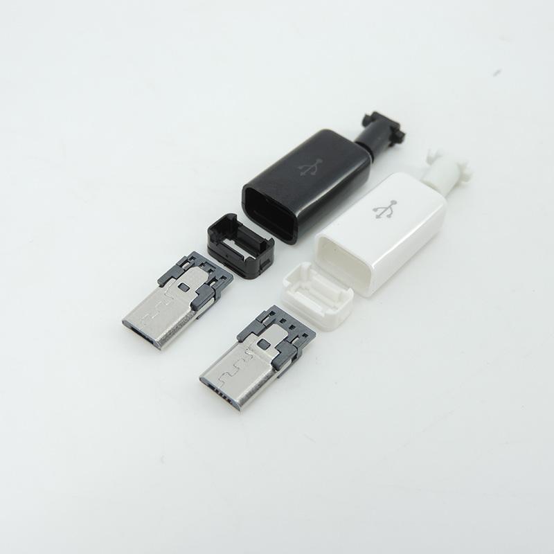 Micro USB 5PIN Welding Type Male Plug Connectors Charger 5P USB Tail Charging Socket 4 In 1 White Black