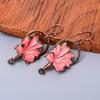 Opal Stone Dangling October Electroformed Hook Anniversary Gift Earrings Copper V-69