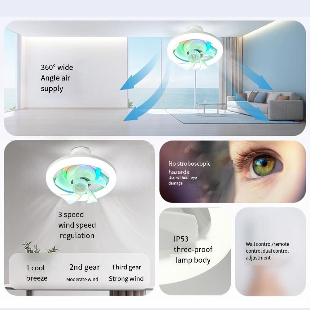 360° Rotatable Ceiling Fan Light 3 Colors/RGB E27 Lamp With Remote Control Timer For Bedroom Living Room Lighting 110V