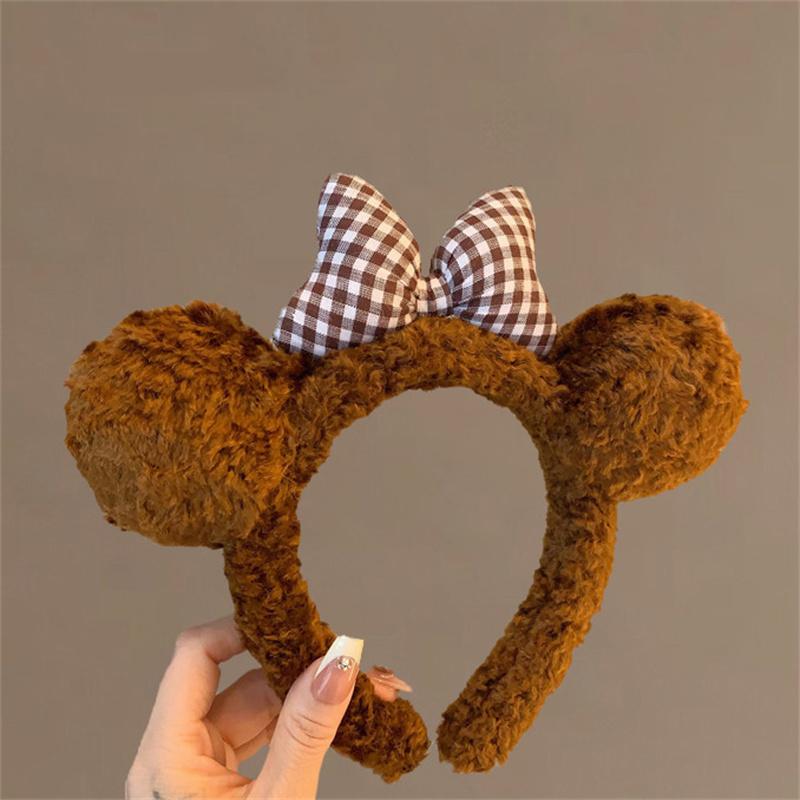 Women Bow Bear Ear Plush Hair Band Cartoon Headband Female Sweet Cute Girls Hairband Hair Accessories