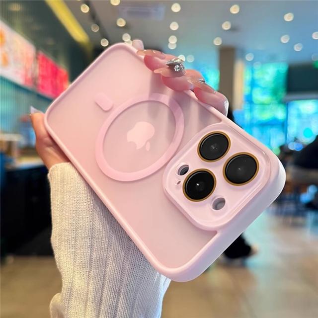 For iPhone 16 Pro Max Luxury Lens Glass Magsafe Magnetic Phone Case For iPhone 13 14 15 Plus Matte Translucent Protective Cover