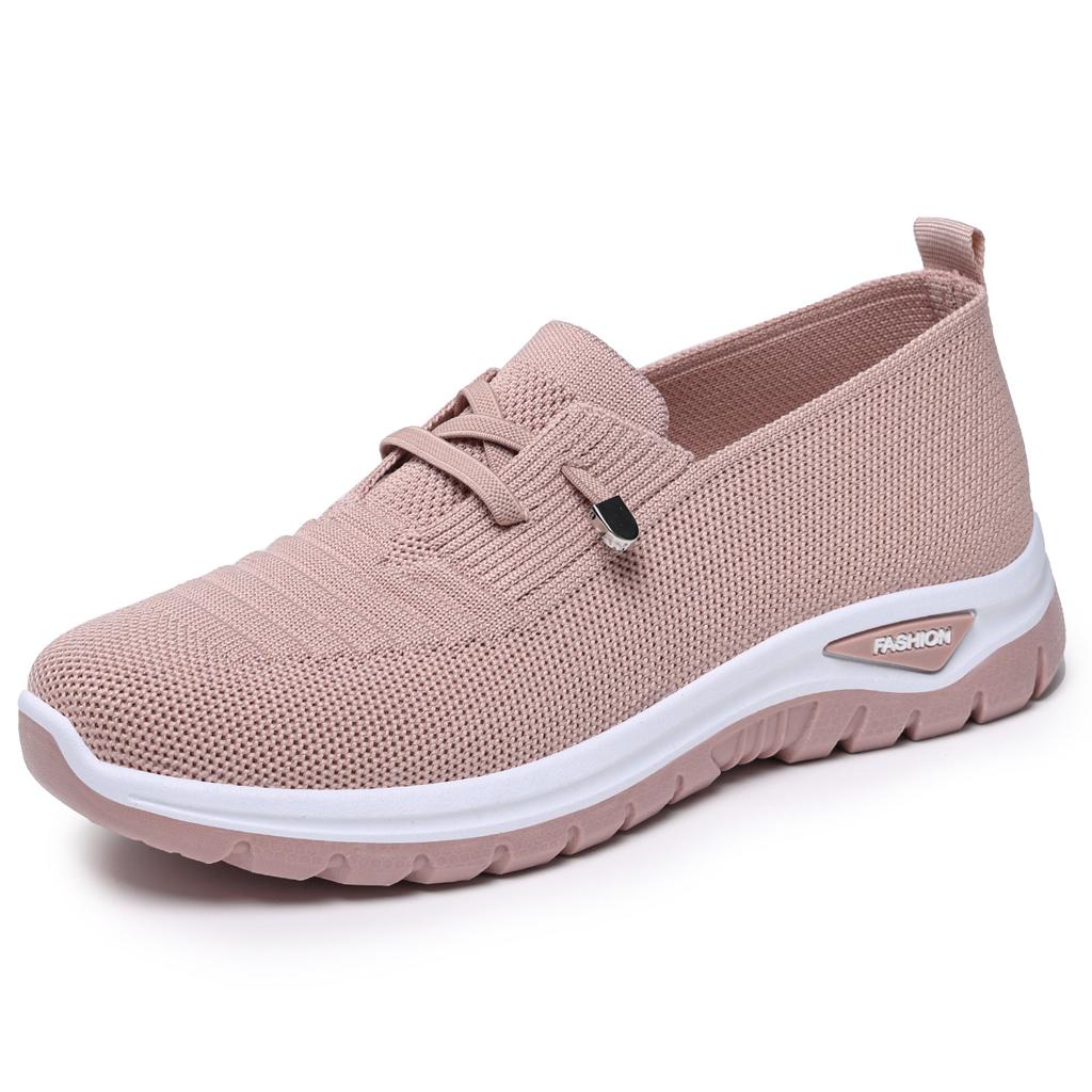 Schuhe Damenschuhe neue Freizeitschuhe fliegendes Gewebe atmungsaktiv Mutterschuhe leichter Mund leichtgewichtige Einzelschuhe Netzschuhe