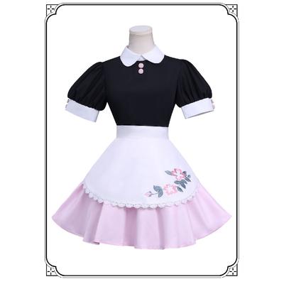 Miraculous Ladybug Marinette Maid Anime Maid-style Cosplay Dress Halloween Convention Outfit Pink Shorts