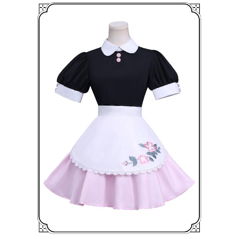 Miraculous Ladybug Marinette Maid Anime Maid-style Cosplay Dress Halloween Convention Outfit Pink Shorts