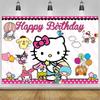 Sanrio Hello Kitty Party Backdrop Cute Cat Cartoon Decor for Girls Children Happy Birthday Bedroom Photo Studio Banner Poster