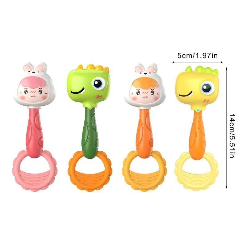 Handheld Shaker Toy for Infant Cartoon Dinosaur Newborns Gift Fun Activity Baby Shaker for 0-12 Month Baby Grasp Toy