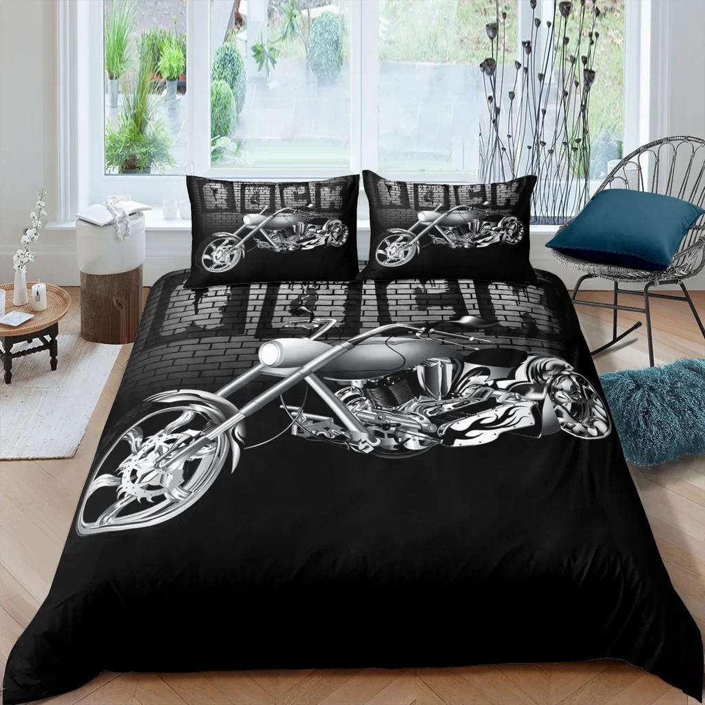 Comforter Popular Bedroom Bedding Set For Men Super Cool Motorcycle Tractor Bedding Set Luxury 100% Polyester Bed Sets S