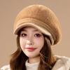 Hats, Autumn and Winter Thickened Velvet for Warmth Ear Protection Duckbill Hat Fashionable Beret Knitted Woolen Hat