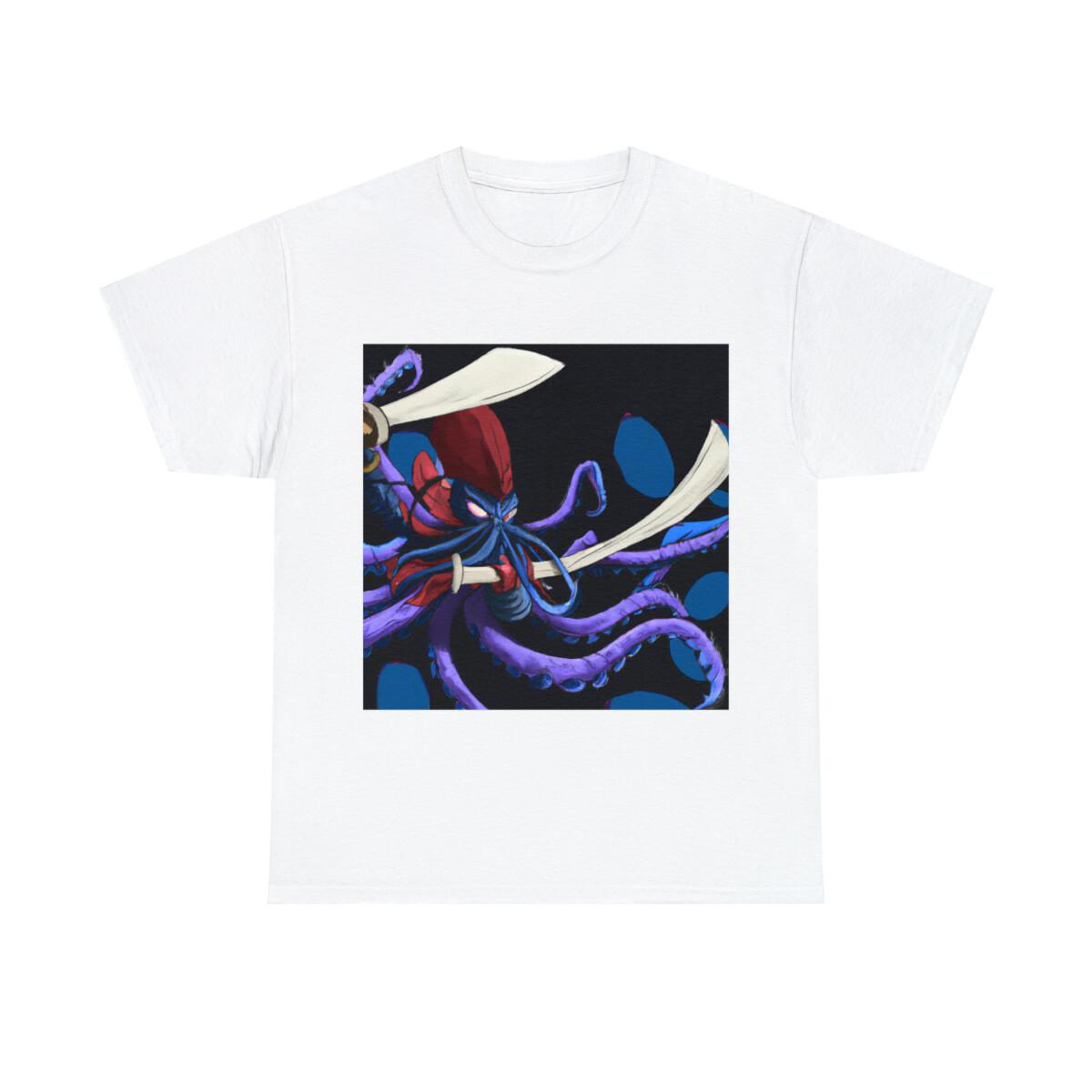 Adult Octopus T Shirt Steampunk Samurai Art Tee Swords Animal Kraken Sea Life S разноцветный