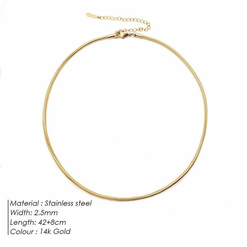 Steel Necklace Round Snake Chain for Women Simple Light Luxury Plain Chain Couple Clavicle Chain European and American Fashion Snake Bone Chain