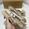 Sommer Neue Schleife Frau High Heels Spitzschuh Kleid Slingbacks Elegant Nude Stiletto Damen Hochzeitsparty Sandalen
