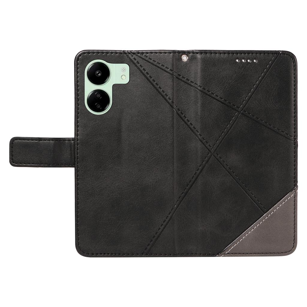 For Xiaomi Redmi 13C 5G/13C 4G/13R 5G/Poco C65 4G/Poco M6 5G Case PU Leather Stand Phone Cover Geometric Lines