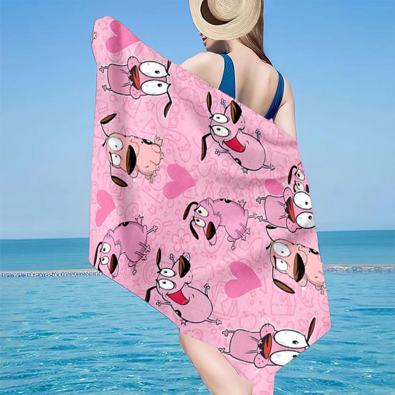 Pink dog In The Garden Beach Towel, Super Soft Microfiber, Gift for Her/Him, Birthday, for Pool, Beach, Travel, Home Decor Fan gifts