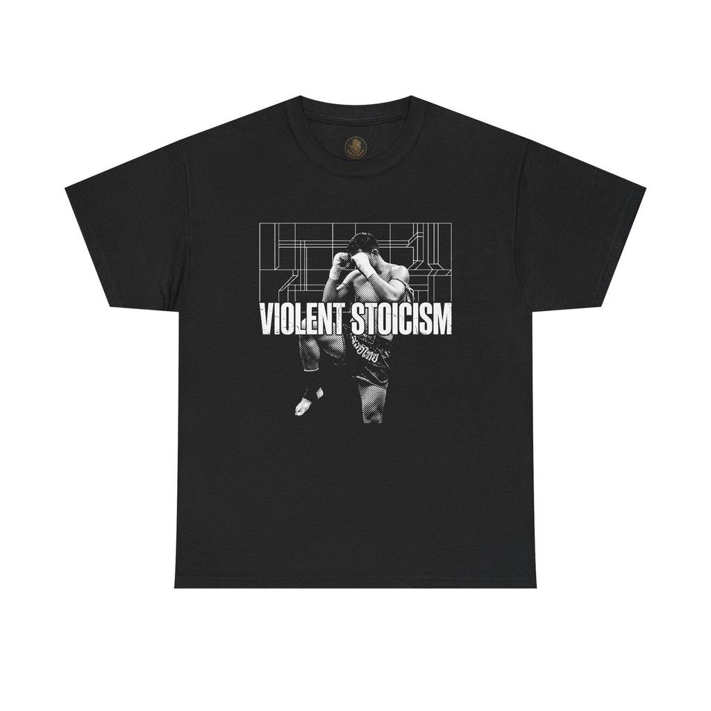 Violent Stoicism Heavyweight Graphic Tee | Muay Thai Streetwear | Mindful Warrior Combat Apparel | Vintage MMA Shirt | Brutalist Gym Wear