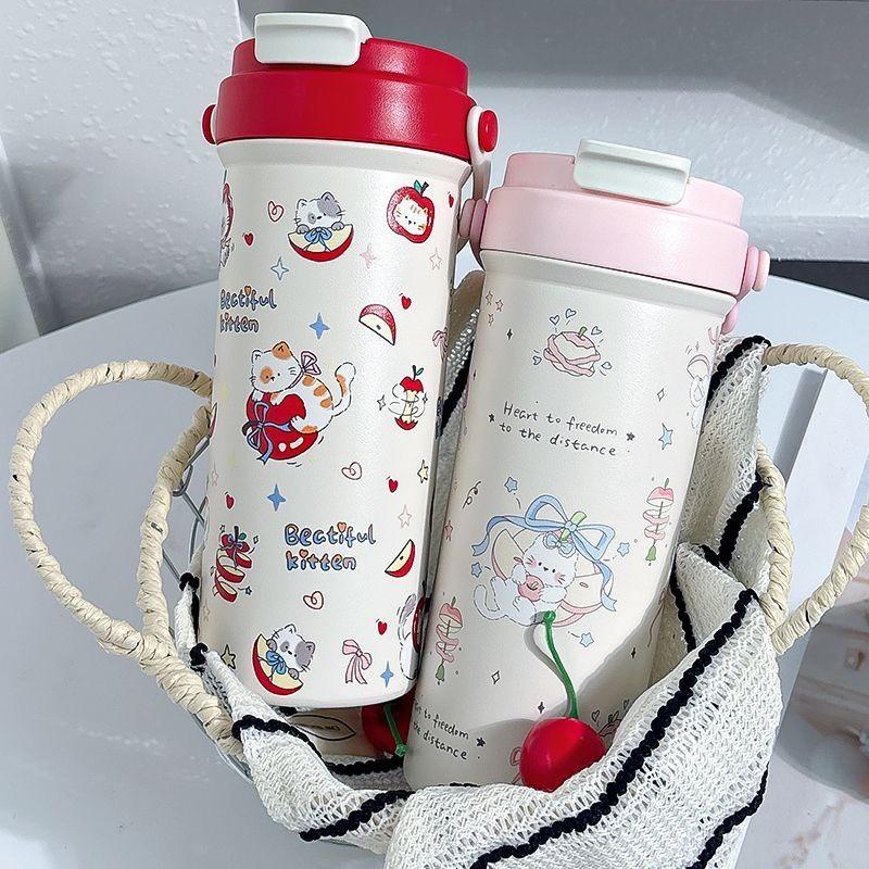Salt Cat Creators 600ml Insulated Travel Mug With Handle And Straw For Office And Outdoor Use