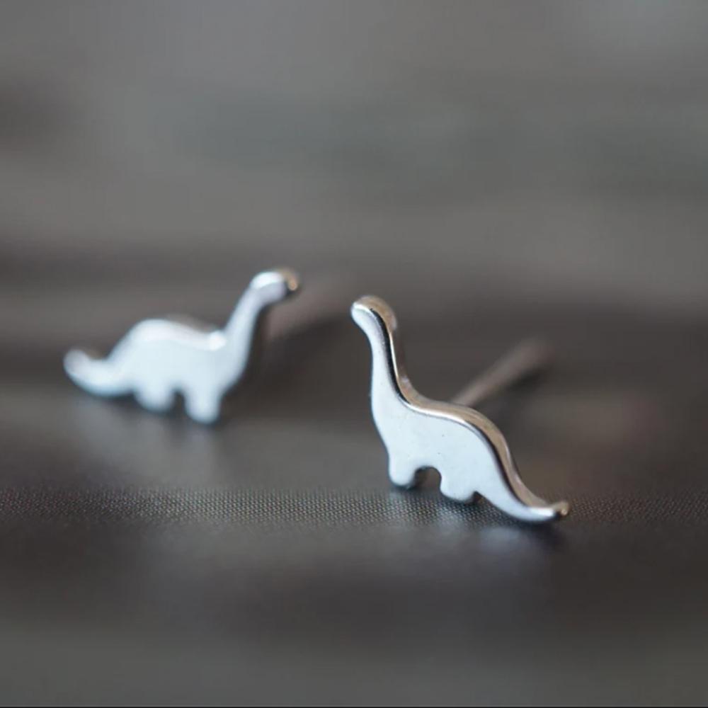 Ancient Animal Dinosaur Shape Stud Earrings Simple Metal Style Ear Piercing Accessories for Women/Men Couple Love Jewelry