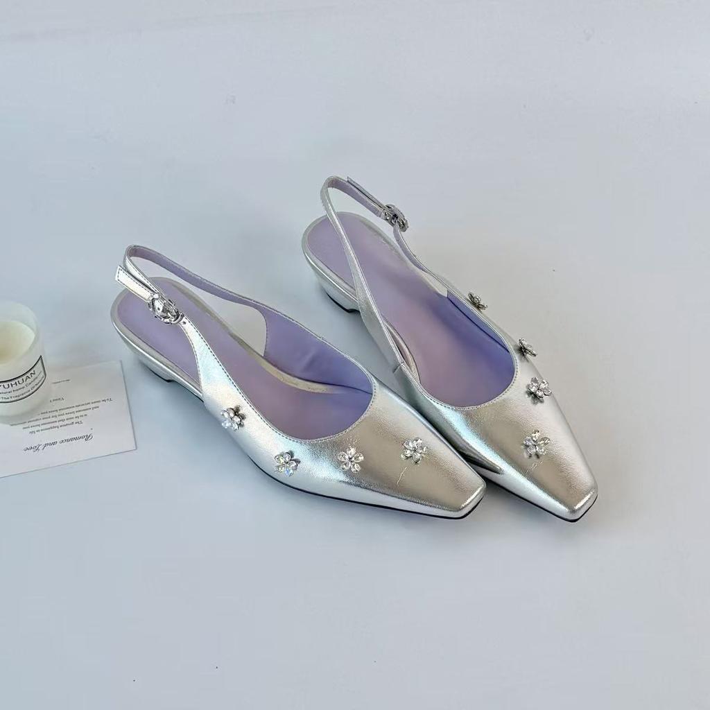 Sheepskin version~ high-end retro bag head sandals women's summer new thick heel French back strap temperament single shoes