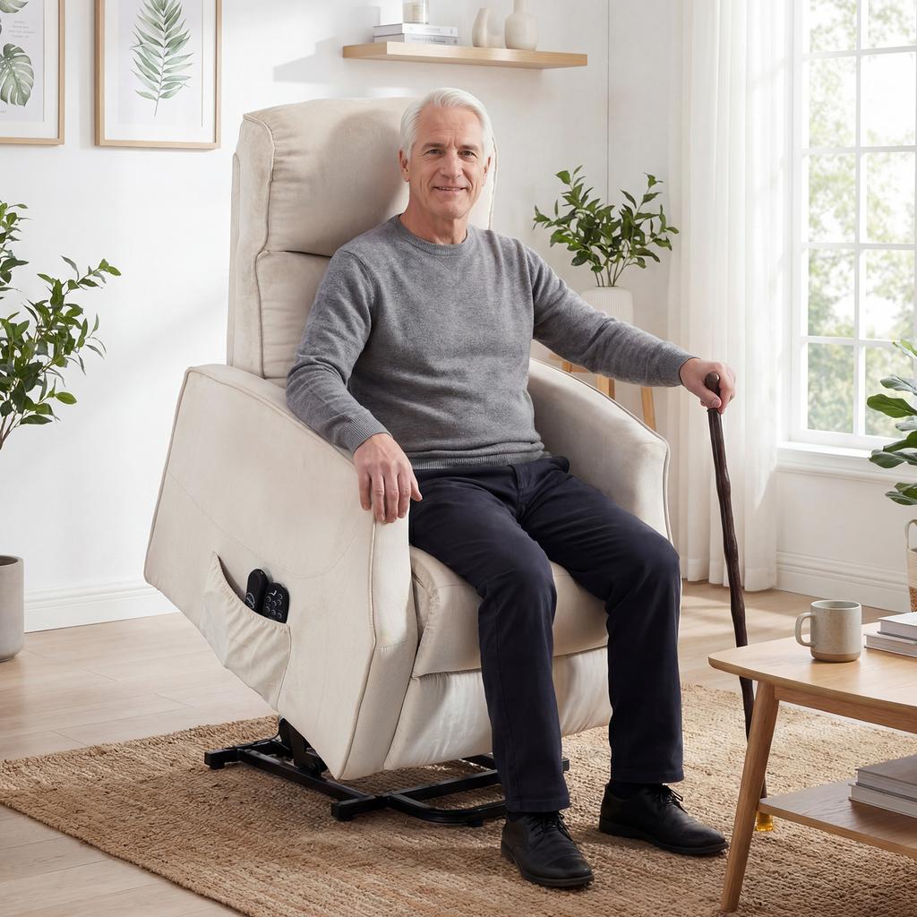 Electric Lift Armchair Relax Massaging Armchair, Beige