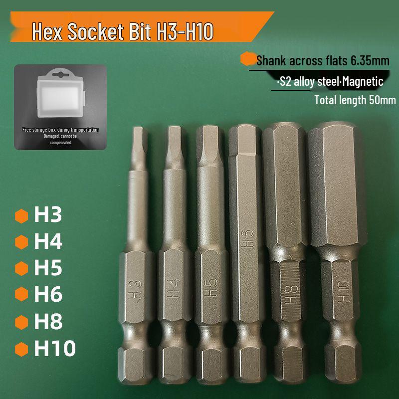 S2 Strong Magnetic Hex Socket Bit - High Strength, Shock Resistant for Hand Drills and Electric Screwdrivers
