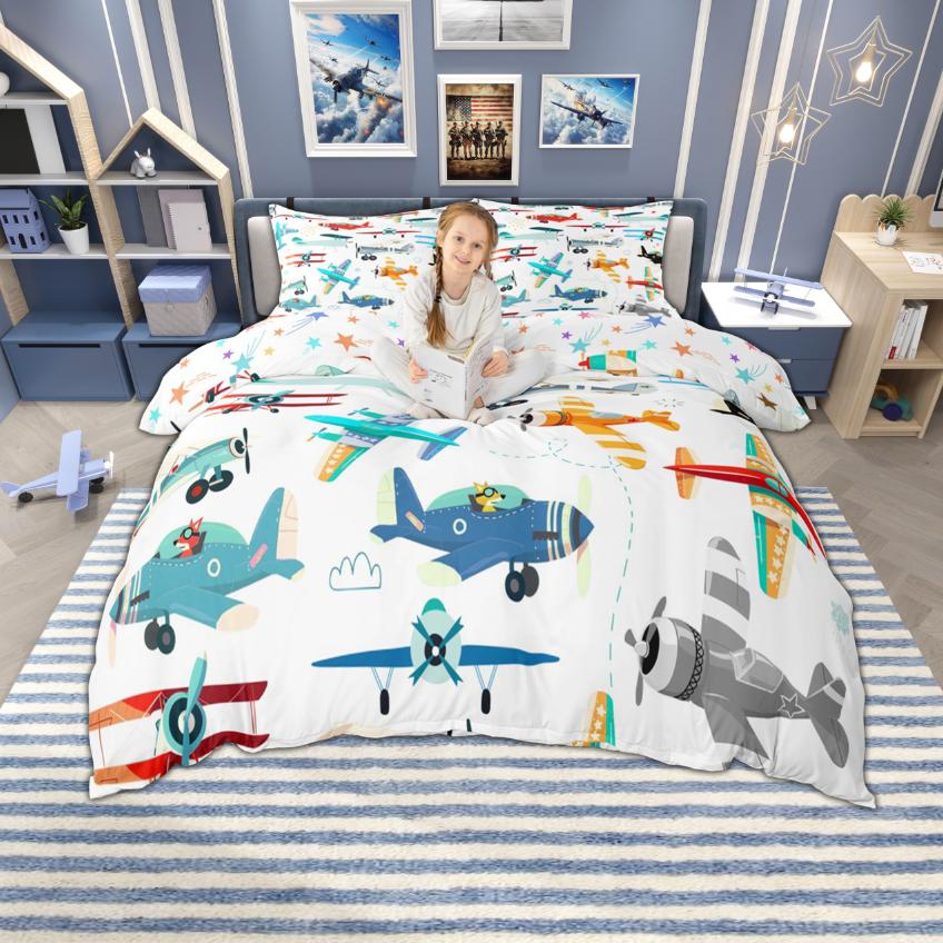 Homewish Cartoon Auto Bettwäsche-Set Für Kinder Jungen 2-teilig/3-teilig Polizeiauto LKW Traktor Bettwäsche Baustellenfahrzeuge Bettwäsche-Set