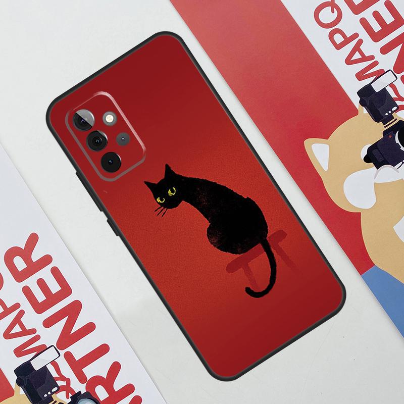 Black Cat Face Kitty Case For Samsung Galaxy A52 A32 A12 A56 A36 A16 A13 A23 A33 A53 A54 A34 A14 A15 A35 A55 A17