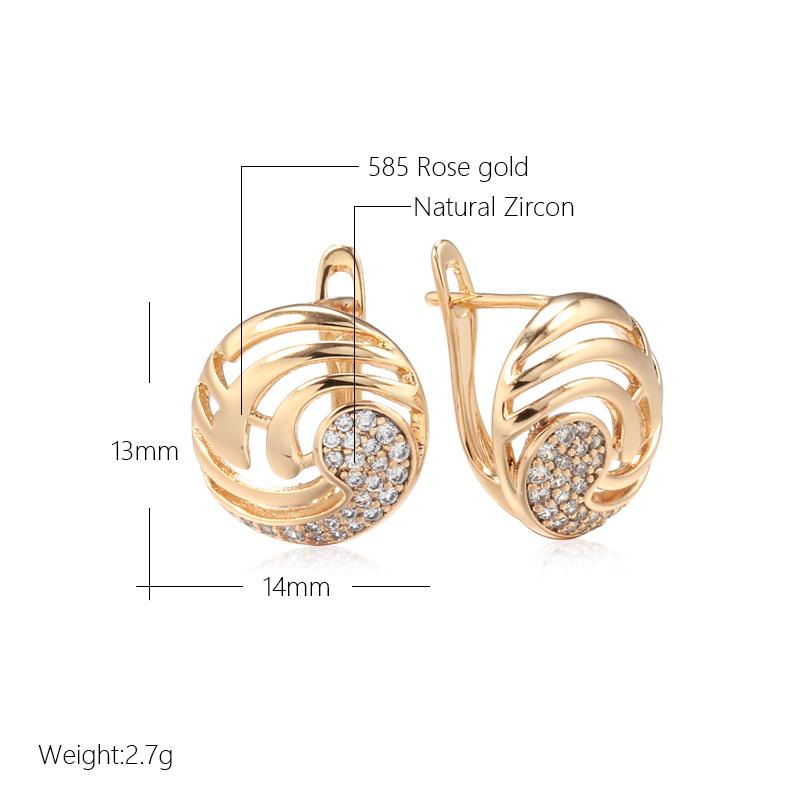 Fashion Glossy Dangle Earrings  Rose Gold Color Unique Natural Zircon Earrings For Women High Daily Fine Jewelry
