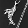 Blue Whale Polynesian Flower Necklace For Women Men Stainless Steel Silver Color Ethnic Style Totem Original Ocean Chain Jewelry