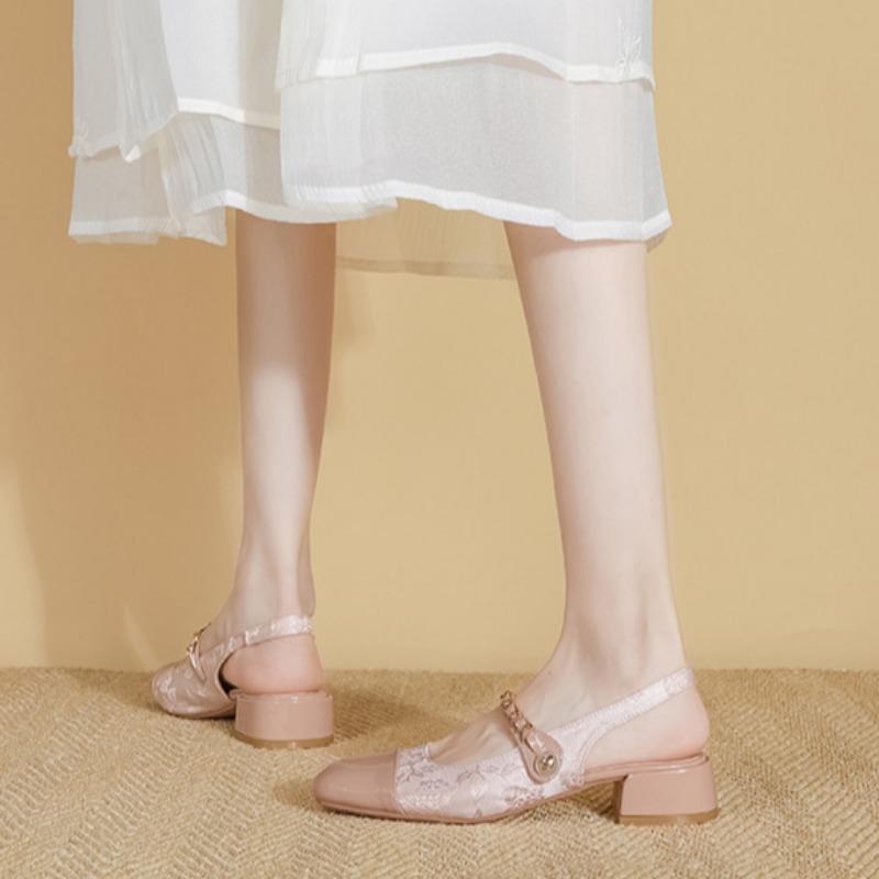 Mary Jane Shoes Chinese Style New Chinese Color Matching Single Shoes Outdoor Fashionable Women's Shoes Soft Sole Non-tiring High Heels