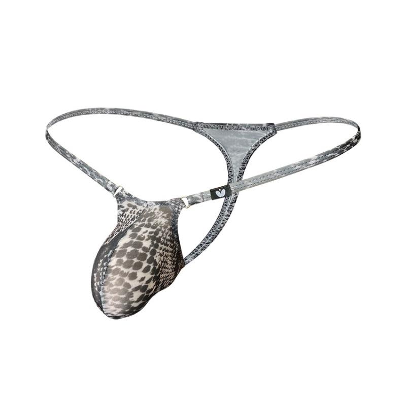 Leopard G-String Men Sexy Underwear Bulge Pouch T-Back Thongs Ice Silk Underpants Mini Panties Low Rise Knickers Bikini Briefs