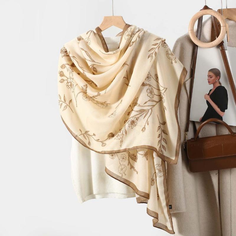 Fresh and Elegant Women's Cotton and Linen Long Scarf Fashion Scarf High Sense Versatile Autumn and Winter Scarf Thin Yarn